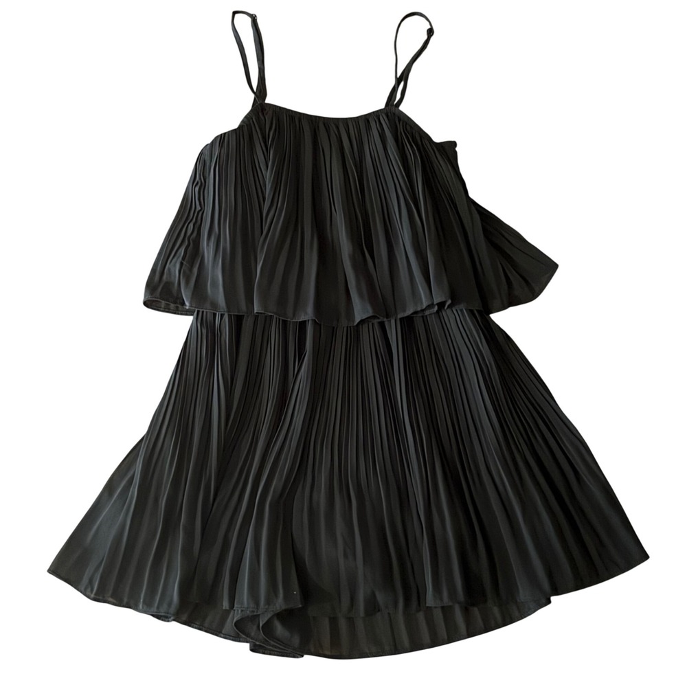 Exlura Black Pleated Chiffon Sleeveless Romper Size XS